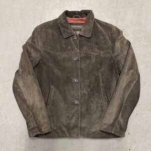 Vintage Banana Republic Brown Suede Genuine Leather Button-Up Jacket